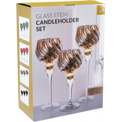Декоративные стеклянные подсвечники Stylish gold 3 штуки DP96370 BonaDi Рівне
