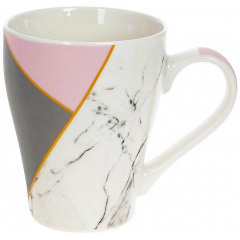Кружка (чашка) фарфоровая Marble 400мл Pink-Black Bona DP118110 Шостка