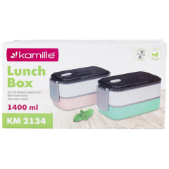 Ланч-бокс двухуровневый с приборами бирюзовый 1400мл Kamille DP112982 Київ