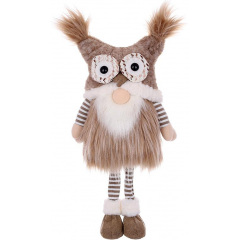Декоративна іграшка Gnome with owl hat 70 см Коричнево-бежевий BonaDi DP232209 Буча