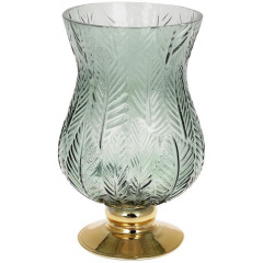 Ваза настольная декоративная Ancient Glass Розалин 14х15х25 см зеленое стекло Bona DP41817 Полтава