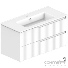 Подвесная тумба с раковиной Devit Style 1000 442100W белая матовая, фасад рейка Кропивницкий