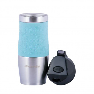 Термокружка 480 мл Kamille из нержавеющей стали TPR-накладка голубой КМ-2051