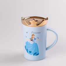 Чашка керамическая Princess с крышкой Happy Life 400 мл голубой (HPCYM0845BL)
