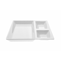 Блюдо для подачи из меламина трехсекционное One Chef 27×22,5×2,5 см Белое Вінниця
