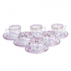 Чайний сервіз на 6 персон скляний TS Kitchen Clear рожевий (HP571) Київ