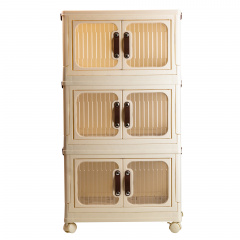 Шафа-органайзер пластикова складана Happy Life 47*29*87 см на коліщатах бежевий (HPS659) Ізюм