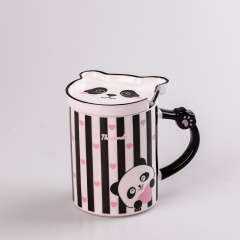 Чашка керамическая The Panda с блюдцем и ложкой TS Kitchen 350 мл усм ужку (HPCY8369ST) Фастов