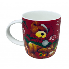 Чашка фарфоровая Stenson R96411 Merry Christmas Мишка 360 мл