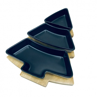 Менажниця на підставці OLens 3-х секційна ялинка Чорний 8030-389