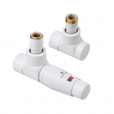 Термостатический комплект Schlosser LUX 1/2"×15 mm Cu головка Mini, угловой, белый (603700301)