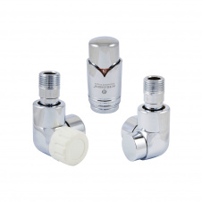 Термостатический комплект Schlosser LUX 1/2"×15 mm Cu головка Mini, угловой левый, хром (603700006)