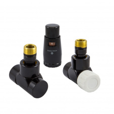 Термостатический комплект Schlosser LUX 1/2"×15 mm Cu угловой, черный матовый (603700028.RAL90051)