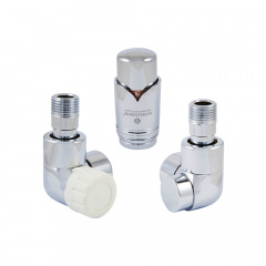 Термостатический комплект Schlosser LUX 1/2"×15 mm Cu головка Mini, угловой левый, хром (603700006) Хмельницький
