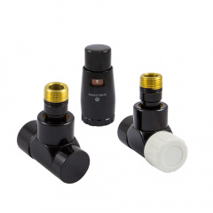 Термостатический комплект Schlosser LUX 1/2"×15 mm Cu угловой, черный матовый (603700028.RAL90051) Полтава