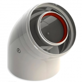 Колено коаксиальное ANTKALIP 60/100 мм ВН 45° (AL-AL) (CE.00.30 Н)