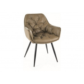 Стілець CHERRY чорний каркас/оливковий шкіра синтетична