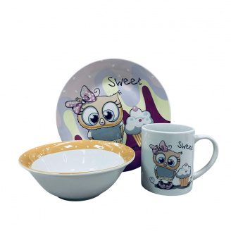 Набір дитячого столового посуду Limited Edition C525 Sweet Owl 3 предмета