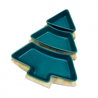 Менажниця керамічна OLens ялинка 3-х секційна Зелений 8030-355