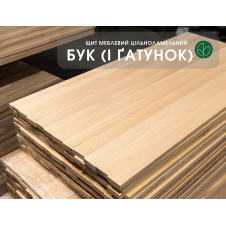 Мебельный щит из бука цельноламельный, 20 мм, 1-2х0,65 м, 1 сорт
