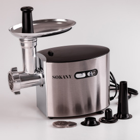 Мясорубка электрическая Sokany SK-091 со сменными решетками сталь (SK091)