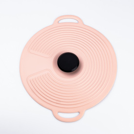 Кришка для посуду силіконова універсальна діаметром 20,4 см TS Kitchen рожева HP34541S