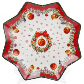 Тарілка фарфорова Різдвяний орнамент діаметр 25см DP65798 BonaDi