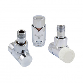 Термостатический комплект Schlosser LUX 1/2"×15 mm Cu головка Mini, угловой, хром (603700004)