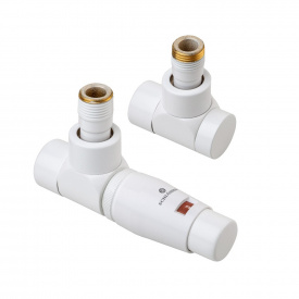 Термостатический комплект Schlosser LUX 1/2"×15 mm Cu головка Mini, угловой, белый (603700301)