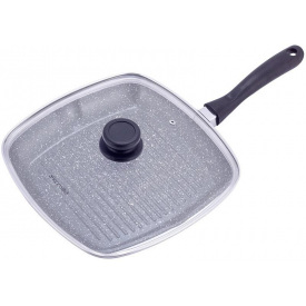 Сковородка-гриль Grill Pan 28х28см со стеклянной крышкой Kamille