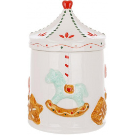 Ємність з кришкою BonaDi Gingerbread carousel для сипучих продуктів 1500 мл Різнокольоровий DP233124