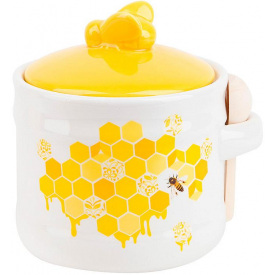 Керамическая медовница Bona с деревянной ложкой 450 мл DP113592