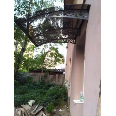 Металический сборный навес (козырек) над дверью Dash'Ok 2.05x1.5 м Style, медь антик, мон 4 мм, бронза Лосиновка