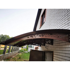 Защитный металлический козырек над дверью Dash'Ok 2,05х1,5 м Фауна монолитный поликарбонат Прозрачный Пологи