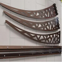 Металевий збірний навіс (козирок) над дверима Dash'Ok 2.05x1.5 м Hi-tech, мідь антик, мон 3 мм, бронза Ромни