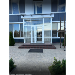 Металевий збірний навіс (козирок) над дверима Dash`Ok 4,05x1.5 м Hi-tech, білий, мон 4 мм, прозорий Київ