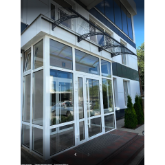 Металевий збірний навіс (козирок) над дверима Dash`Ok 4,05x1.5 м Hi-tech, білий, мон 4 мм, прозорий Київ