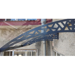 Металевий збірний навіс (козирок) над дверима Dash'Ok 3.05x1.5 м Hi-tech, темно-сірий, мон 4 мм, прозр Ізюм