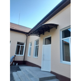 Металический сборный навес (козырек) над дверью Dash`Ok 3.05x1.5 м Style, белый, мон 3 мм, бронза