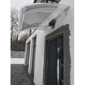 Металический сборный навес (козырек) над дверью Dash`Ok 1.5x1 м Hi-tech, белый, мон 3 мм, прозр