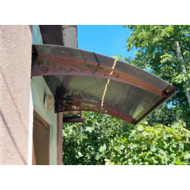 Металлический сборный козырек/навес над входом Dash'Ok 1,5х1 м Фауна поликарбонат сотовый 6 мм, Бронза