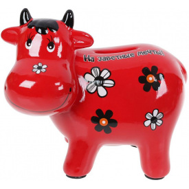Копилка керамическая Коровка На заветные мечты 14х17см красная Bona DP73597