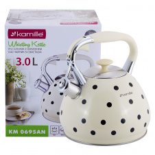 Кухонный чайник со свистком и ручкой из нержавеющей стали cream 3л KL225946 Kamille