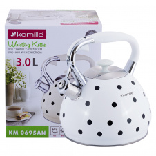 Кухонный чайник со свистком и ручкой из нержавеющей стали white 3л KL225470 Kamille