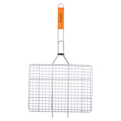 Залізна решітка з дерев'яною ручкою для гриля 35x26x2см Kamille KL225176 Кропивницький