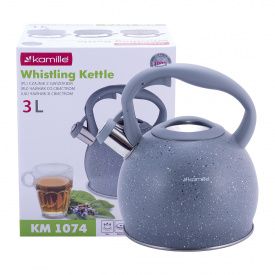 Кухонный чайник со свистком из нержавеющей стали и soft-touch ручкой 3л KL225652 Kamille