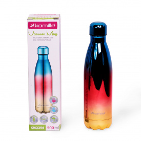 Банка термальная с трубочкой из нержавеющей стали Kamille 500 мл Разноцветный (KL225495)