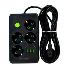 Подовжувач UA Power з USB 6 м 4 розетки 3 USB F15U Чорний