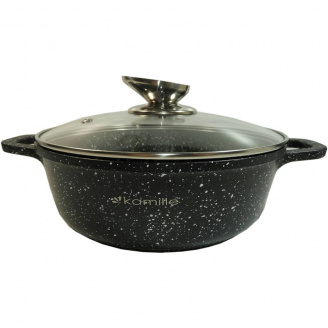 Каструля з кришкою Kamille 20*8,5 см литої алюміній з антипригарним покриттям Граніт (4404)