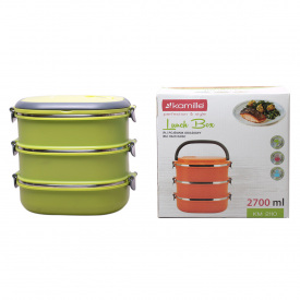 Эргономичный и компактный контейнер из нержавеющей стали и пластика green 2.7л KL225921 Kamille